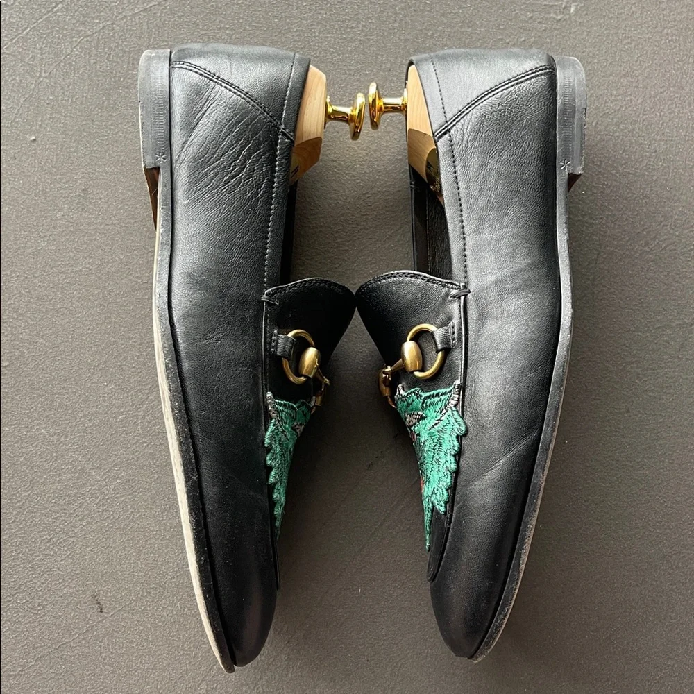 Gucci Panther Brixton Black Leather Loafers Mens size 6